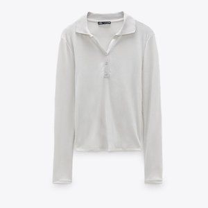 Zara white top collar long sleeve